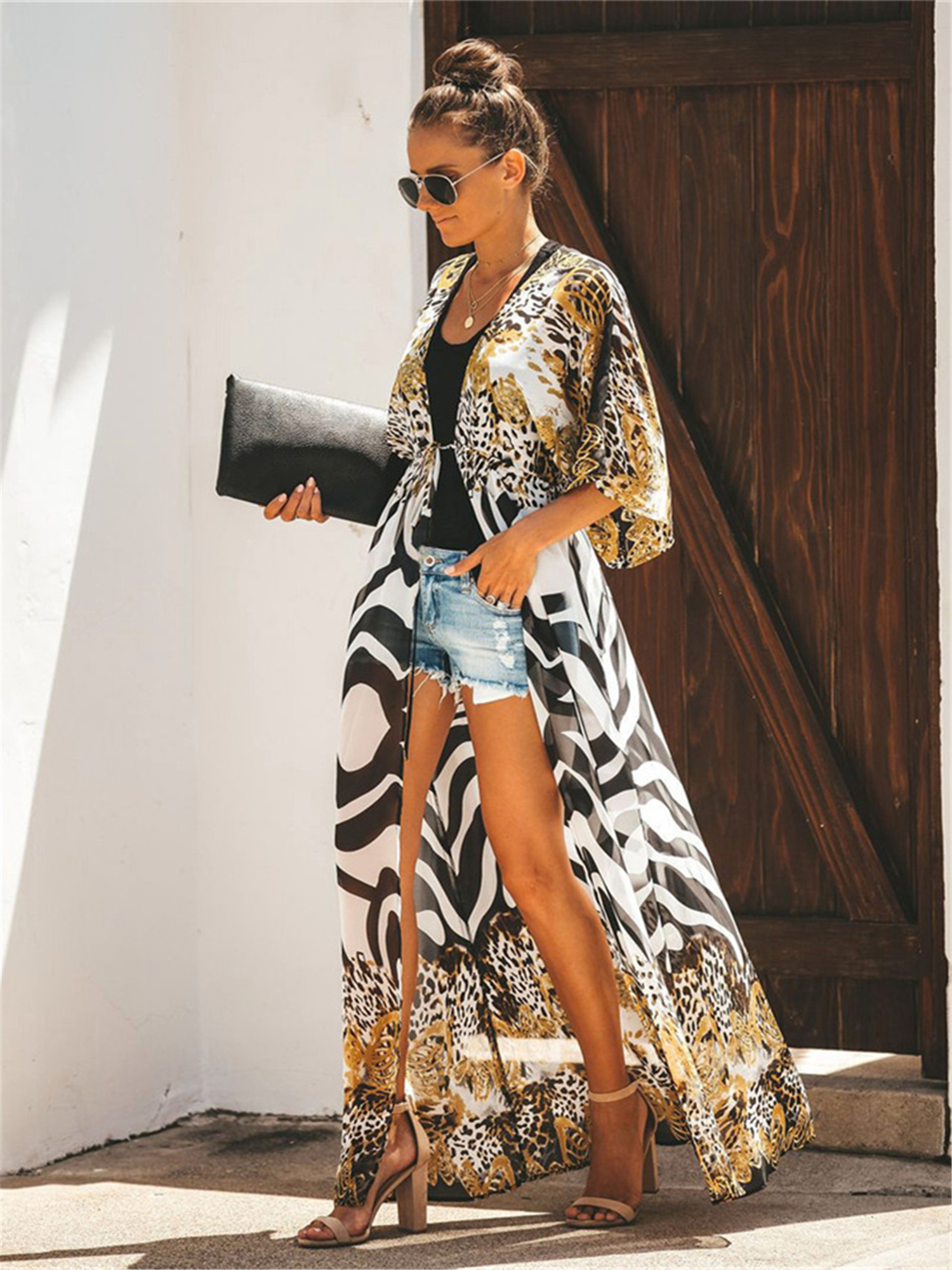 Fashion (style-10)Black White Leopard Print Pants Women Animale