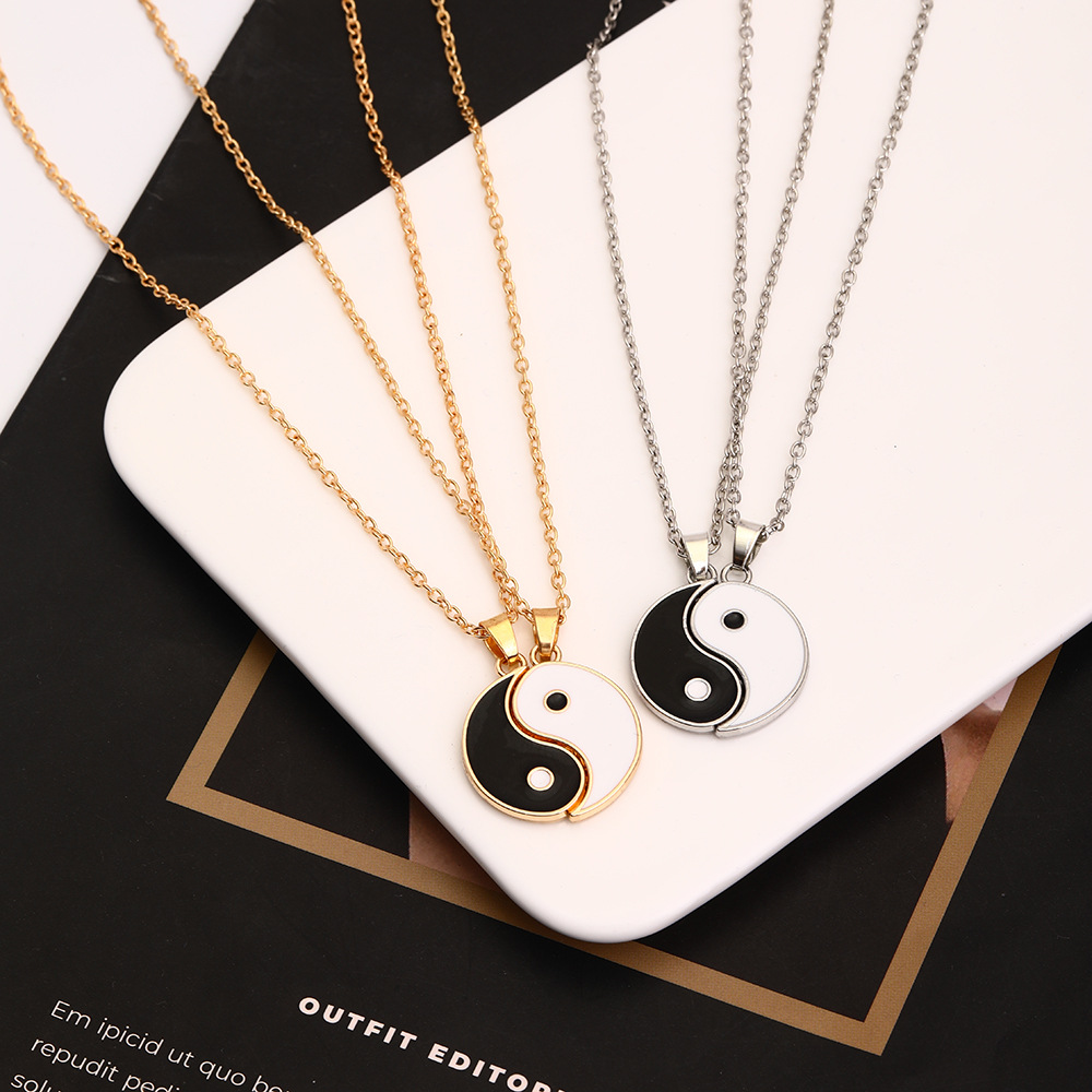 Yin Yang Alloy Double Compartment Pendant Necklace