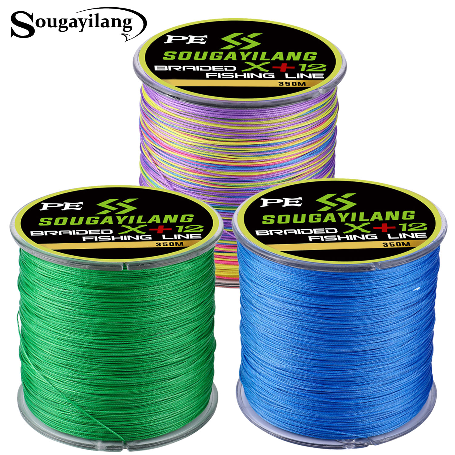 Sougayilang Super Strong Braided Fishing Line - 12 Strands, 382yds