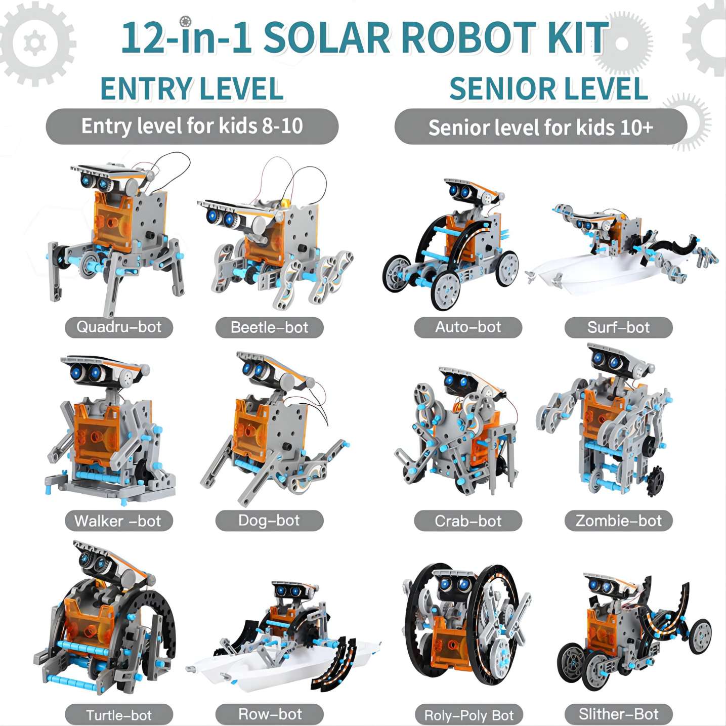 Kit de robot solaire pour enfants de 8, 9, 10, 11, 12, 13 ans