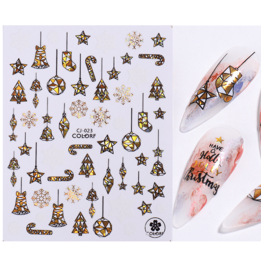 Y2k New In Christmas Nail Sticker 3d Snowflake Color Golden - Temu