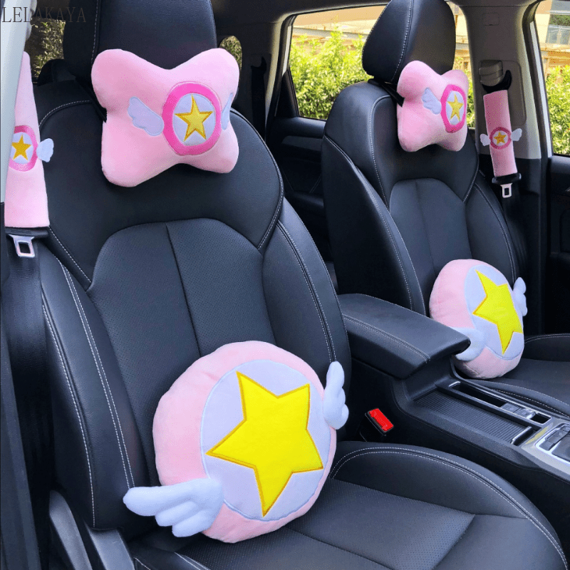 1pc Cute Bunny Shape Car Headrest Pillow Neck Pillow Lumbar - Temu