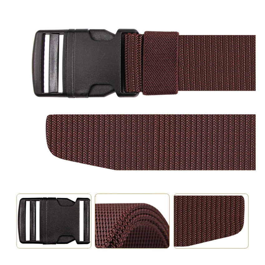 Khaki Military Nylon Canvas Belt, Men's Plastic Buckle Webbing Web Waist Belt,Temu