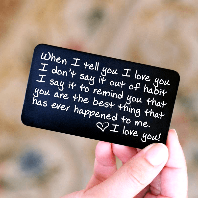 

Engraved I Love You Wallet Card - Wallet Insert -groom Gift, Husband Gift, Anniversary Gift For Boyfriend Wallet Inserts Black