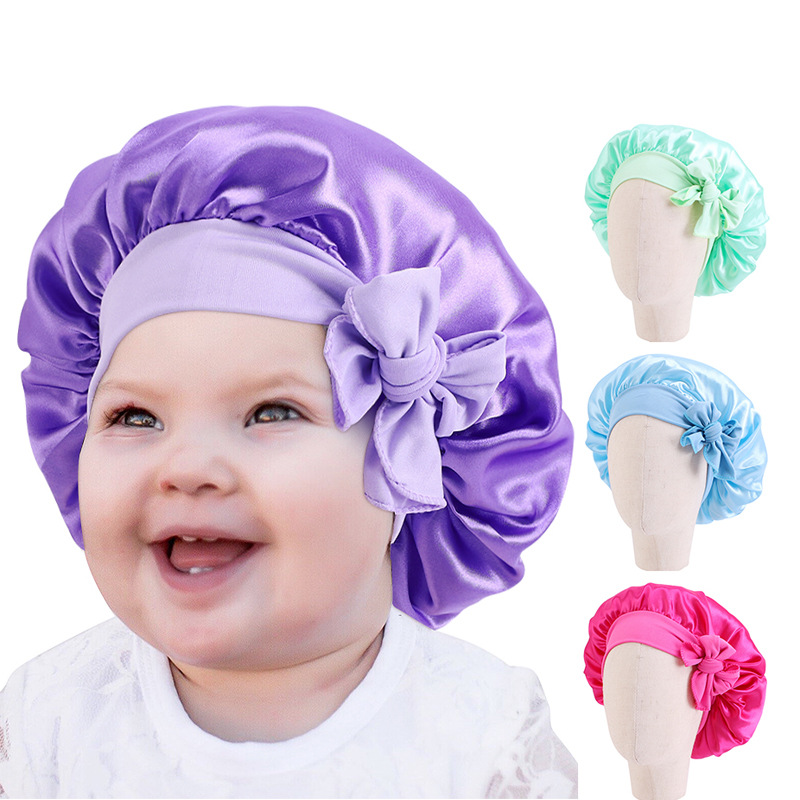 Bonnet de Nuit en Satin à Double Couche pour Enfant, Écharpe Florale de  Protection des Cheveux, pour Fille et Garçon