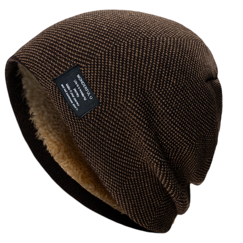 Reversible Skull Cap Beanie - Black and Tan