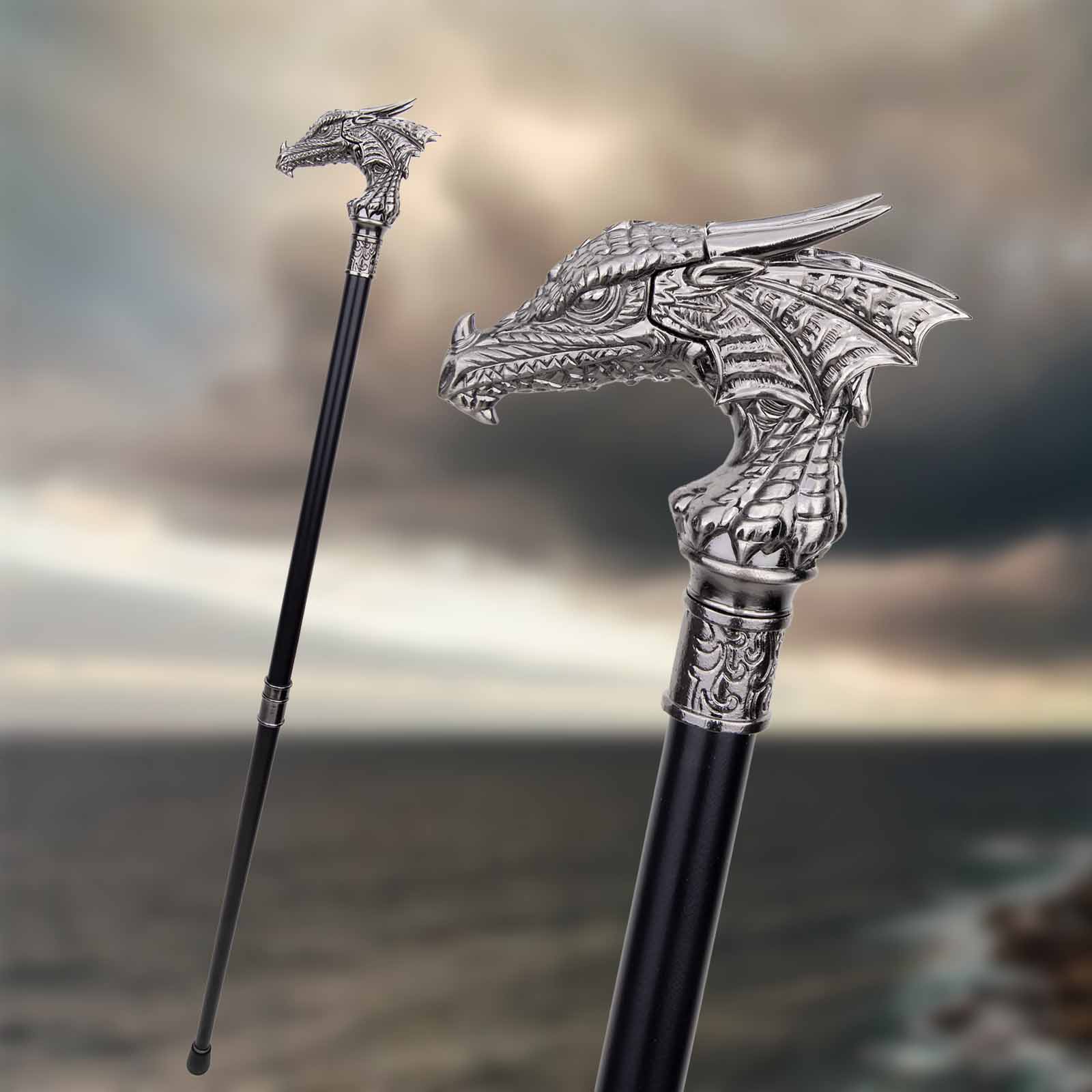Trekking Poles Silver Dragon Head Fashion Walking Stick Decorative Stick  Cospaly Vintage Party Fashionable Walking Cane Crosier 93cm HKD230804 From  Yanqin10, $15.95