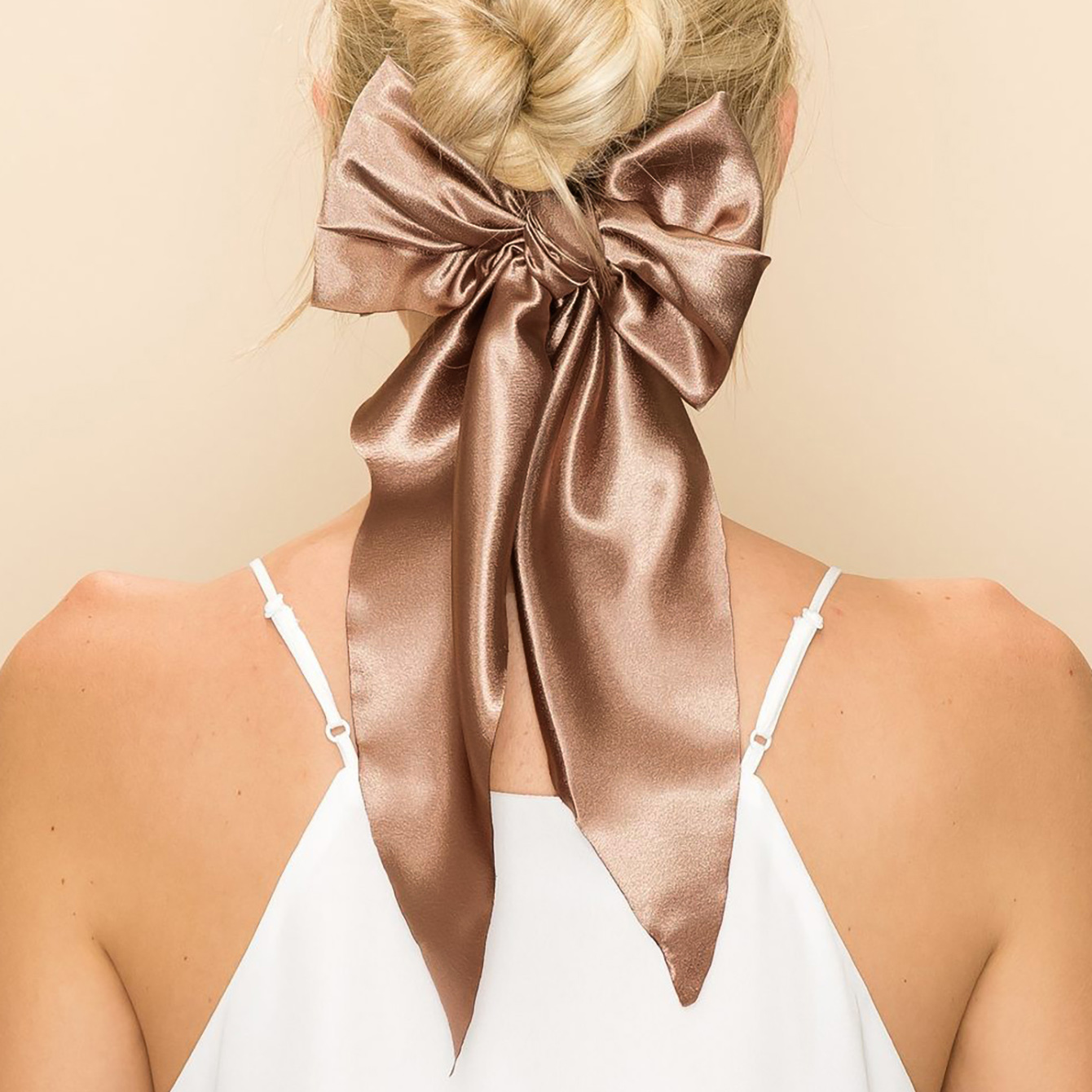 Big Hair Bow Clips French Style Solid Color Long Silk Ribbon - Temu