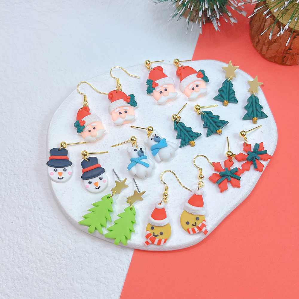 2pairs Children's Acrylic Santa Claus & Snowman Shaped Pendant