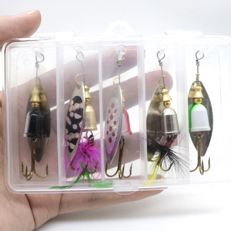 LotFancy Fishing Lures Kit, 30 Spinner Baits with Tackle Box, Hard Metal  Lure Baits Set 