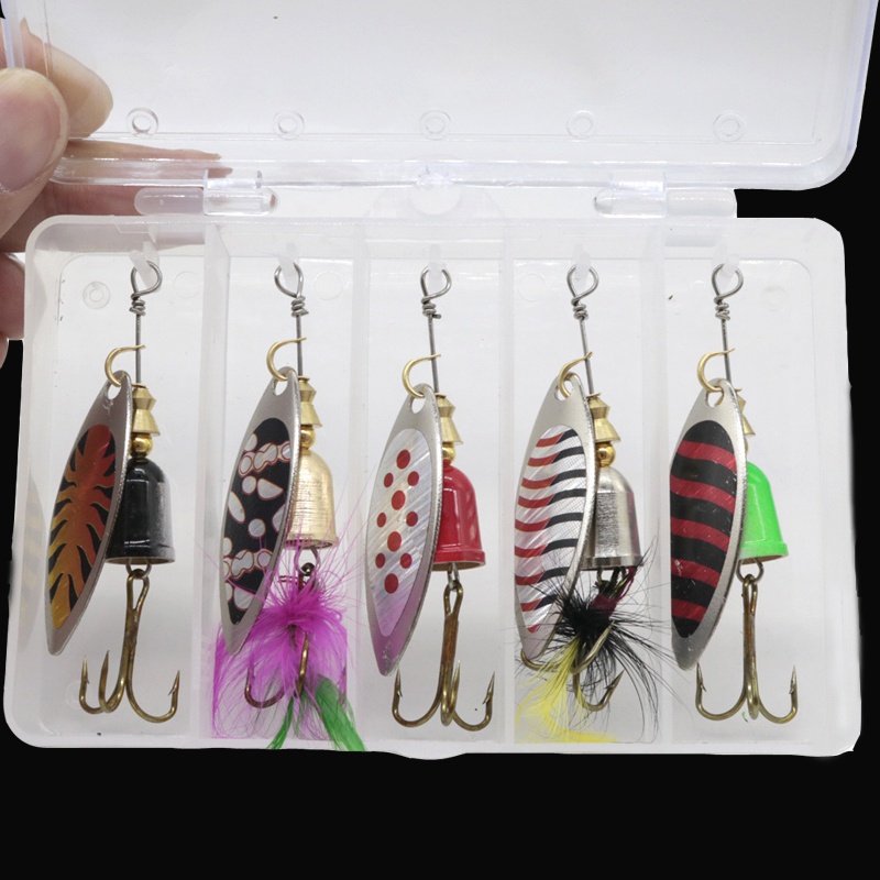 SF 5PCS Fishing Lure Spinner Baits for Bass Fishing Trout Salmon Hard Metal  Spinnerbaits Kit with 1 Tackle Box - AliExpress