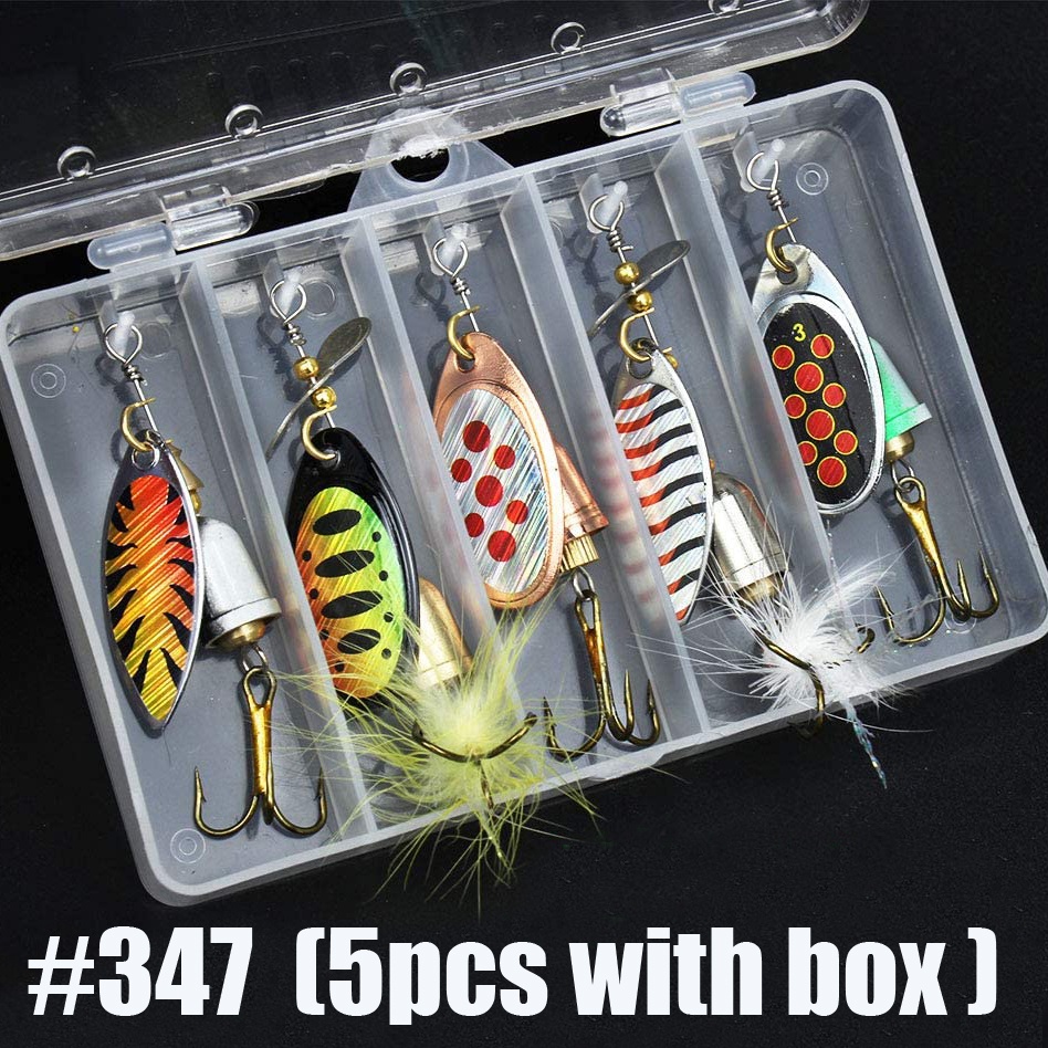 Fishing Lures 5pcs Spinner Lures Baits, Bass Trout Salmon Hard