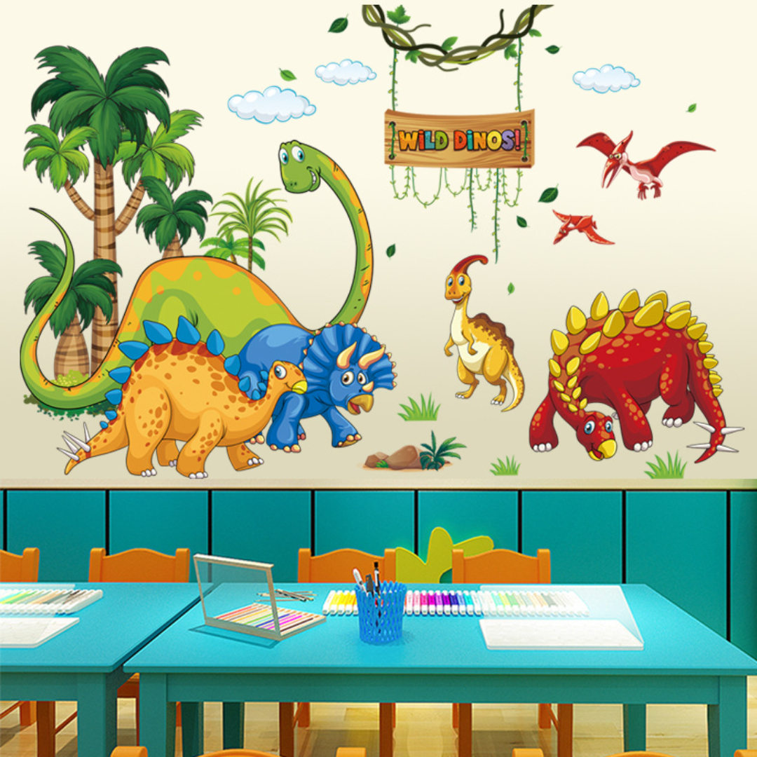 Cartoon green dinosaur Kids Bedroom Wall Sticker