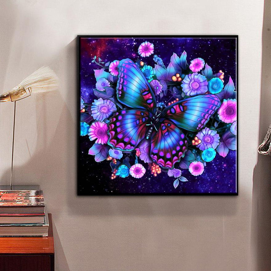 5D DIY Diamond Painting 11 8x11 8 Inches | Home Decor | Pretty Purple Flowers