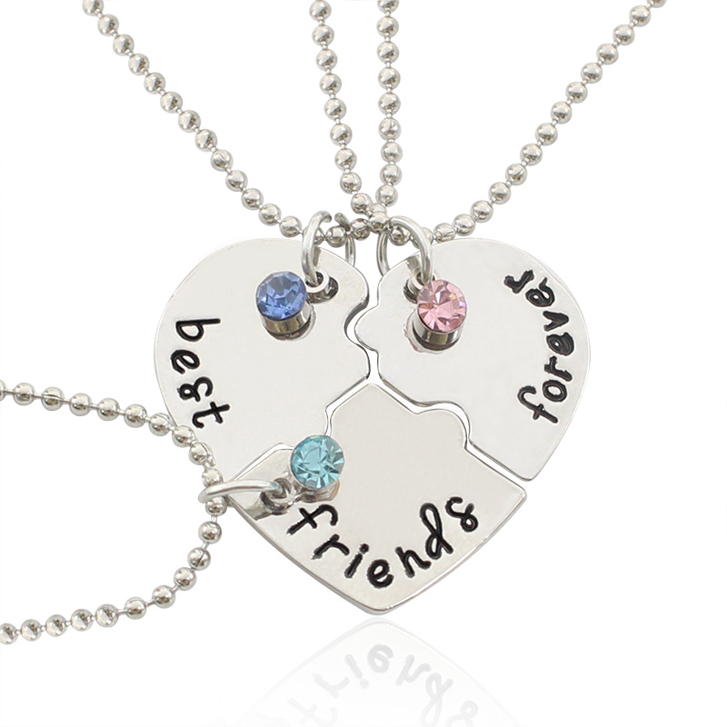 Sister and Best Friend Matching Star and Moon Necklace Set of Three Pendants