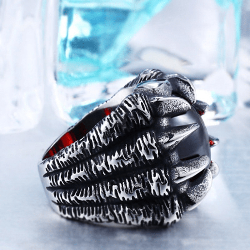 Vintage Punk Black Skeleton Finger Ring Men Dragon Claw - Temu