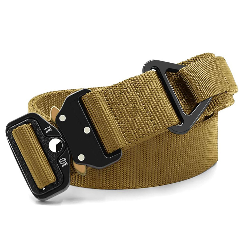 Men's Canvas Belt Plastic Buckle Metal-Free Military Tactical Waist Belt  Outdoor Hiking Webbing Belt, 6 Colors Available