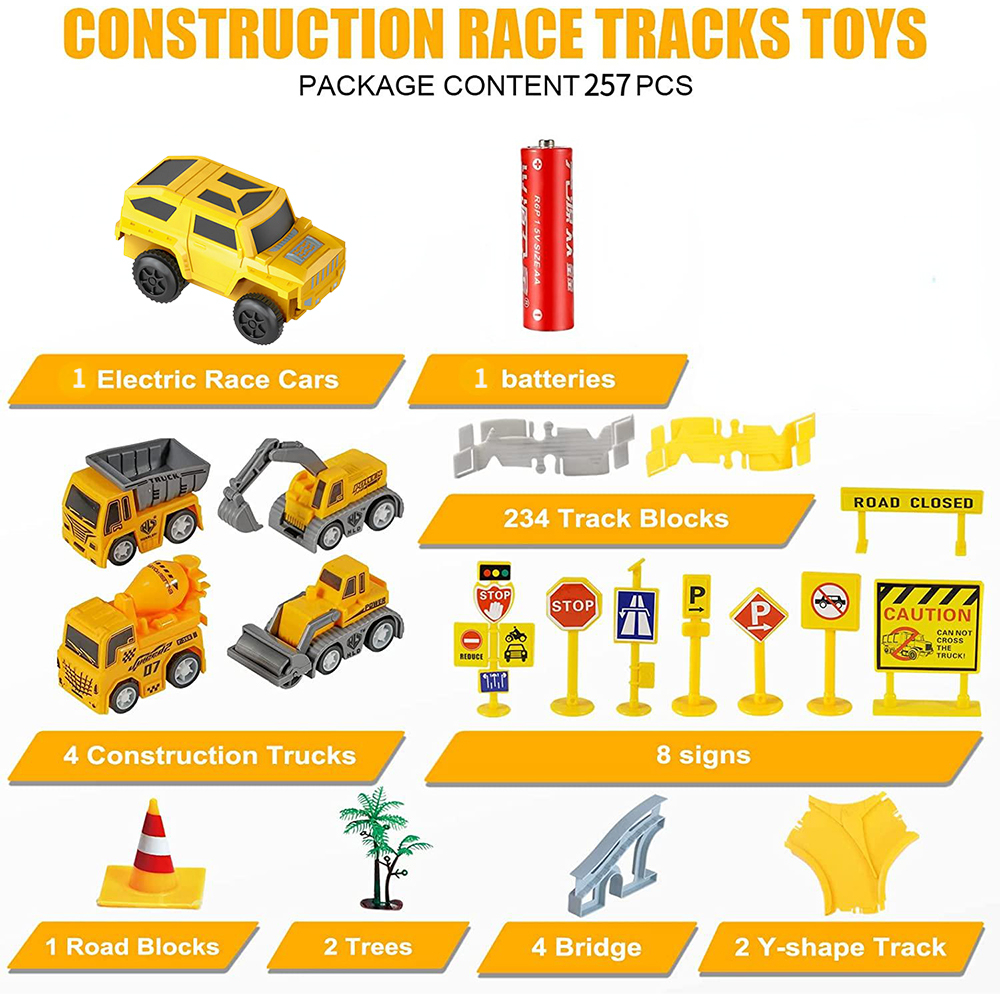 Pistas de carreras de construcción para niños Juguetes para niños, serie de  pistas, coches de construcción y juego de pista flexible Crear una  ingeniería juguetes de carretera