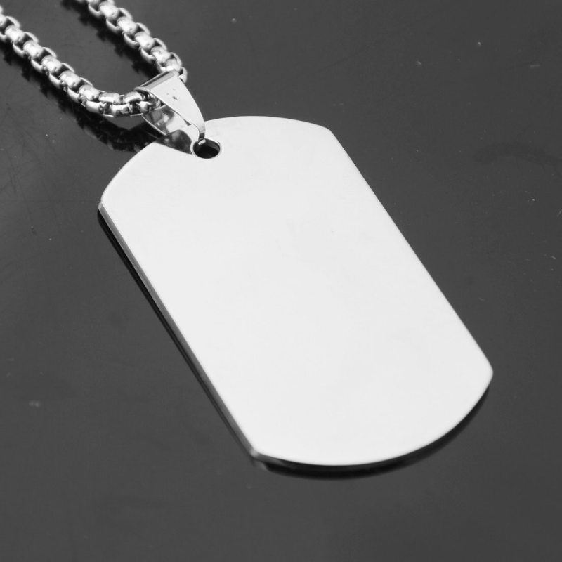 Stainless Steel High Polished Square Tag Pendant Military - Temu