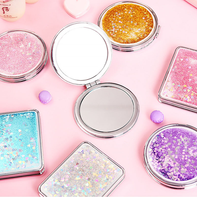 Compact Pocket Mirror Small Mirror For Purse With Glitter - Temu