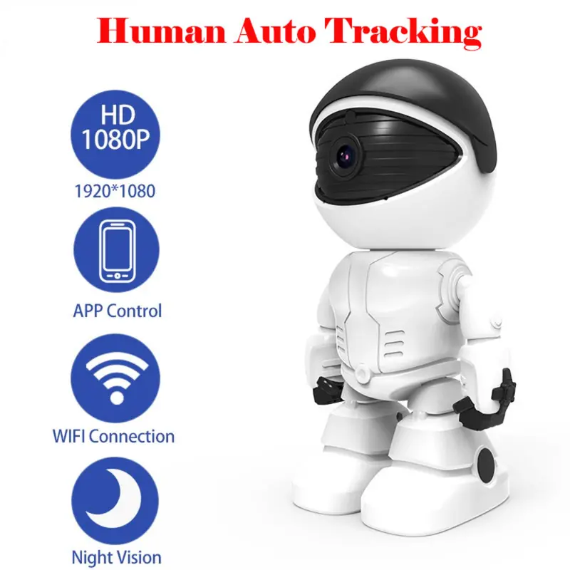 1pc mini robot 1080p wifi ip camera indoor dome auto body tracking baby monitor night vision mobile remote view security cctv camera details 1