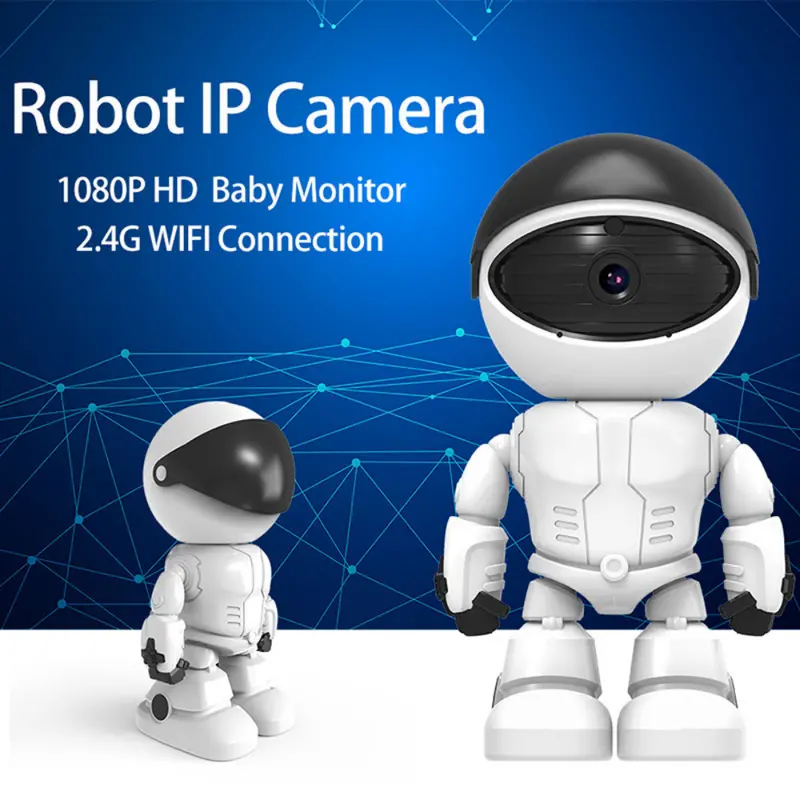 1pc mini robot 1080p wifi ip camera indoor dome auto body tracking baby monitor night vision mobile remote view security cctv camera details 0