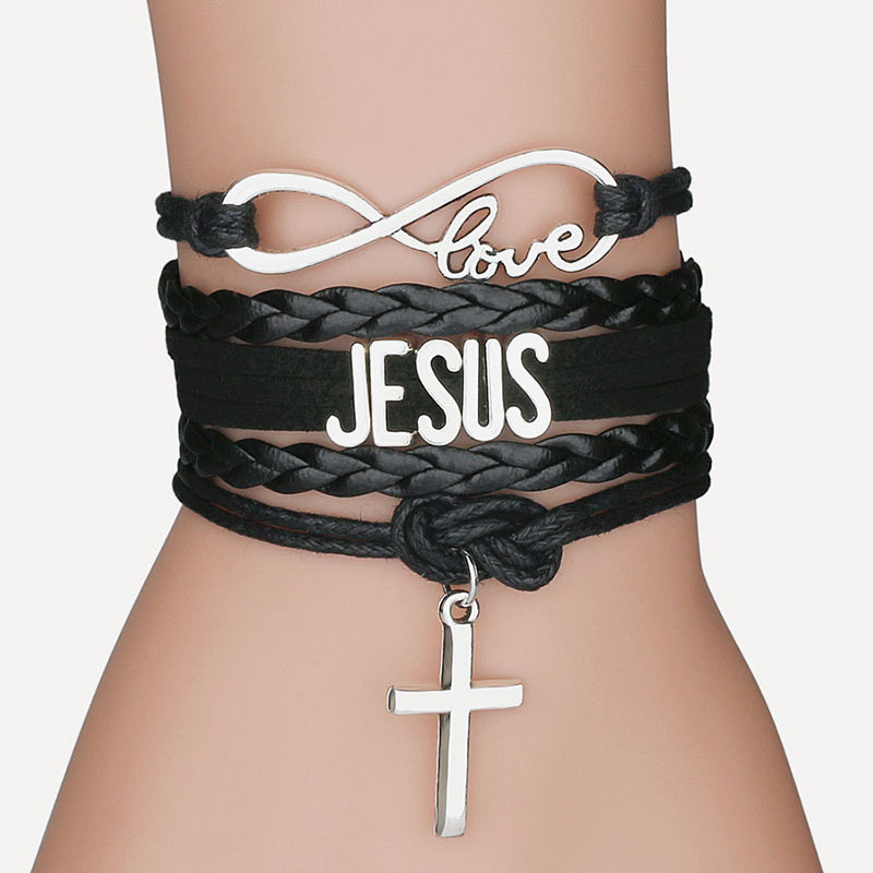Source Punk Men Cross Jesus Genuine Leather Bracelet Christian Jewelry  Accessories Women Wrap Bracelets Wristband Pulseira Masculina on  m.alibaba.com