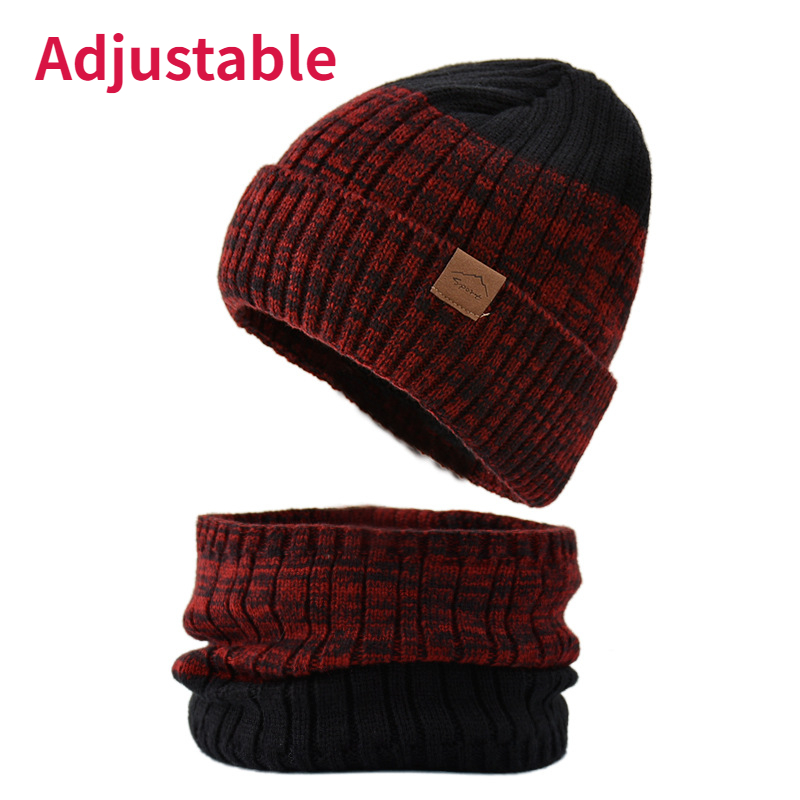 Black Men's Beanie Hat Winter Warm Thick Thermal Knit 2 in 1 Adjustable Ski  Cap