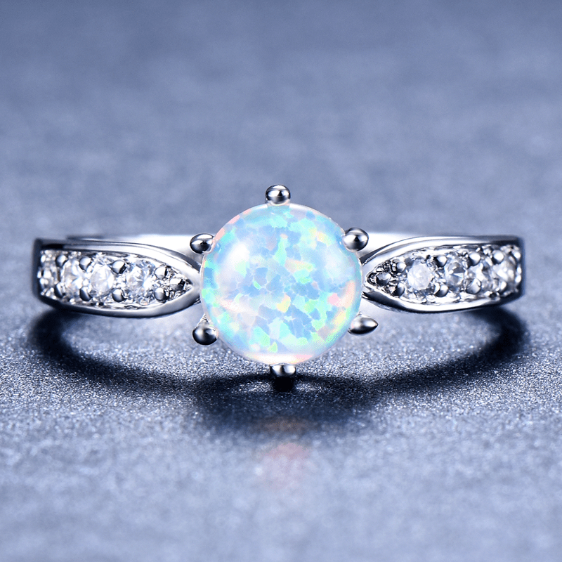 Jewelry Rings Opal Ring Round Opal White Stone Hand Jewelry Fashion Jewelry Ring  Rings for Women Silicone Ring Women 
