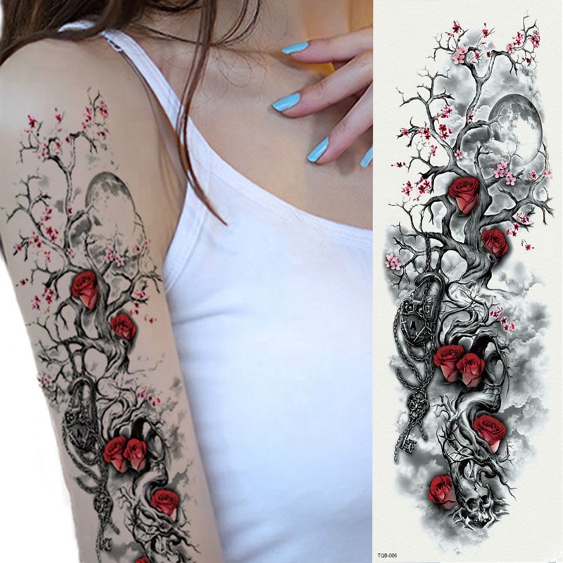 Tree Temporary Tattoo Sleeve for Lovers Fake Tattoo Sleeve 