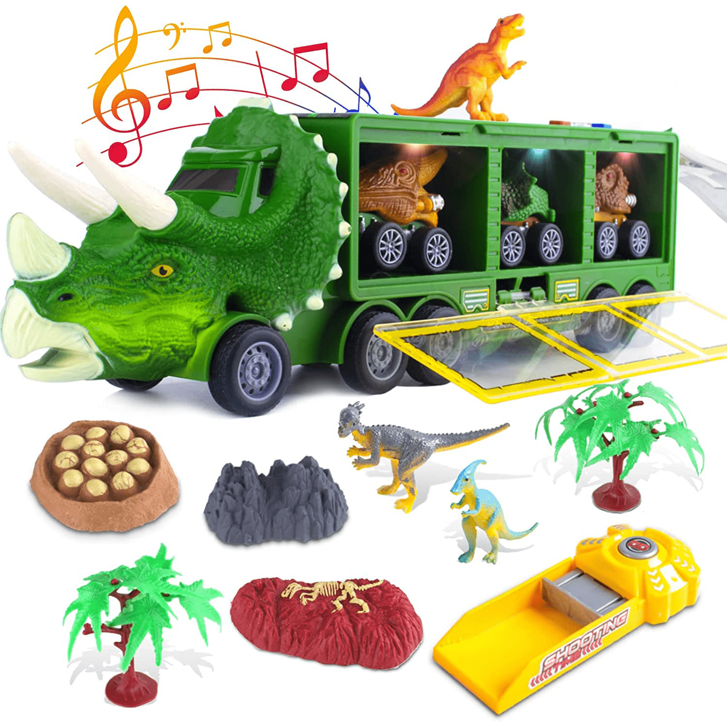 DQMOON Dinosaurier Spielzeug ab 3-7 Jahre, Dino Spielzeug Triceratops  Transport Auto Spielzeug mit 15 Dino-Figuren, Aktivitäts-Spielmatte, Fang- Dinosaurier-Spielset Weihnachten Geschenk Jungen Mädchen: :  Spielzeug