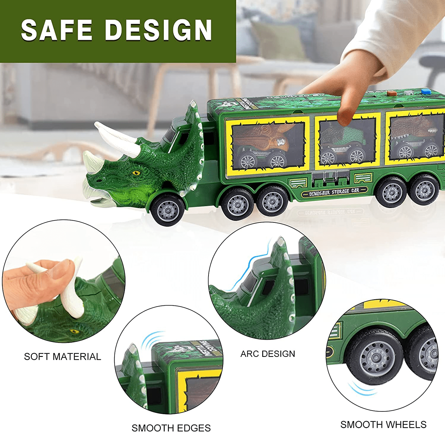 Aoskie Dinosaurier Spielzeug Transport Truck für Kinder ab 3-5 Jahre, LKW  Spielzeug mit Lichtern und Tönen, 4 Dino Auto, 12 Dinosaurier Figuren,  Geschenk für Jungen Mädchen ab 3 4 5 Jahre: : Spielzeug
