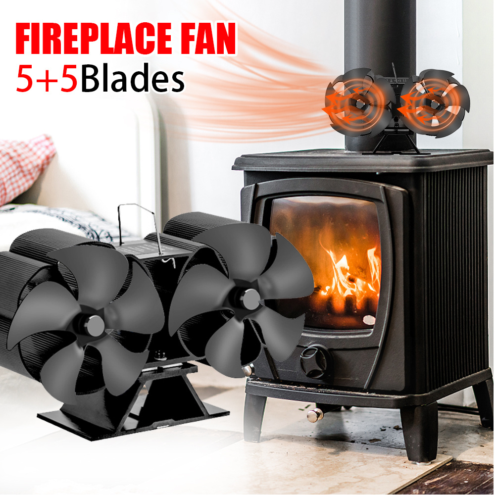 Fireplace Fan, 10 Blades with 2 Motors, Fireplace Stove Fan, Fireplace  Companies, Heat-Powered Stove Fan without Electricity, Higher Airflow