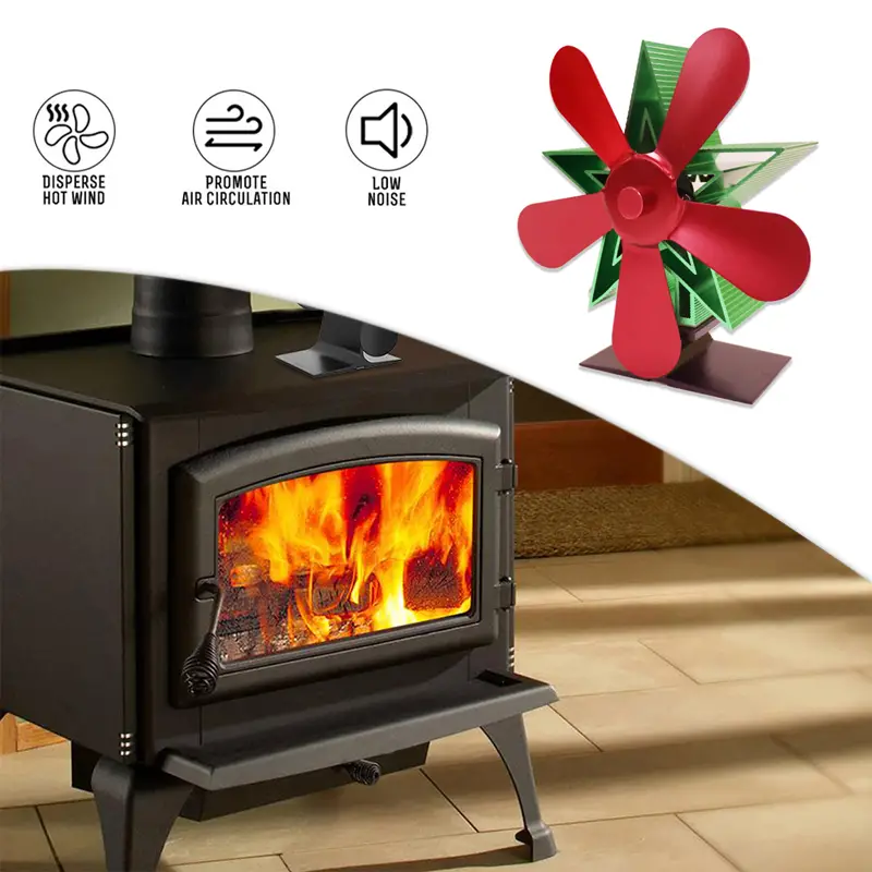 1 ventilador de estufa de leña navideño con termómetro magnético:  distribución eficiente del calor, funcionamiento silencioso, 4 aspas, ideal  para que