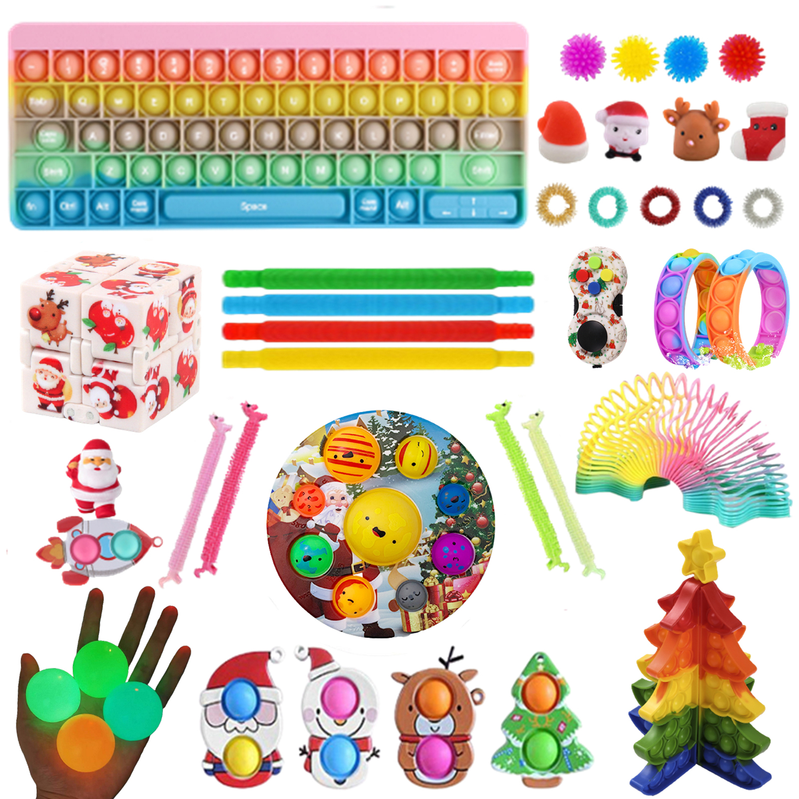 Push pop fidget toy set christmas push bubbles stress relief toys