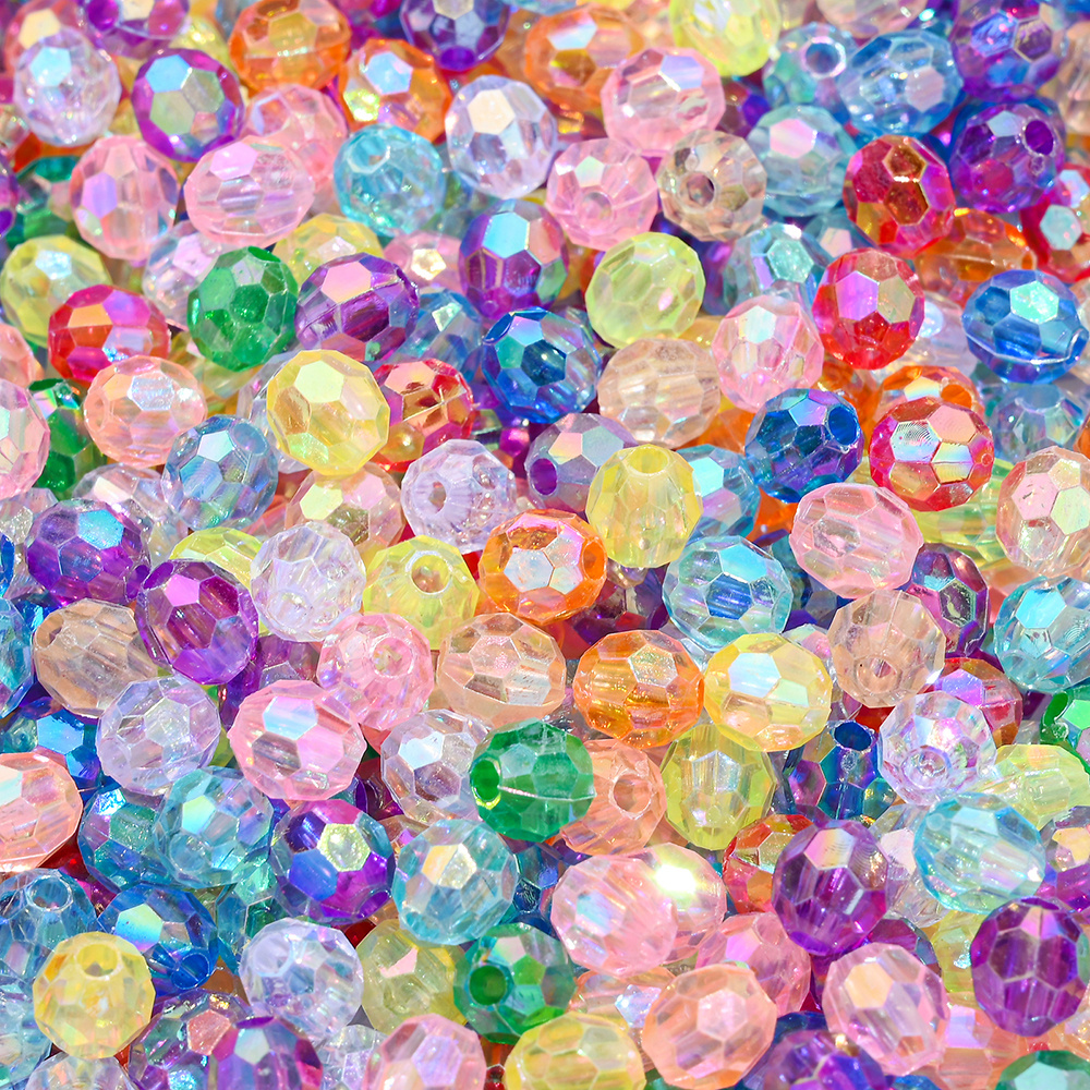 Mix Shiny Faceted Oval Spacer Beads Loose Acrylic Beads For