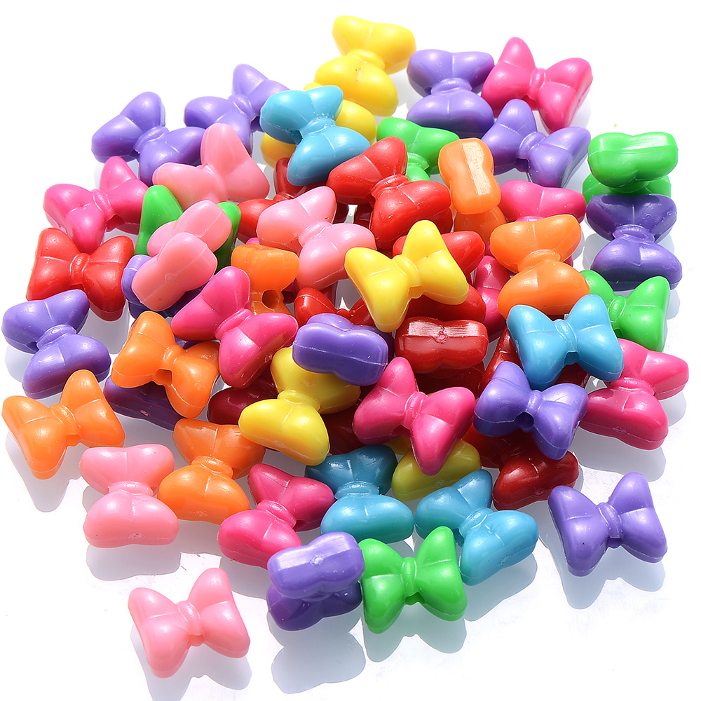 50pcs Colorful Shiny Bowknot Beads Bow Tie Spacer Acrylic Beads For Jewelry  Making Diy Bracelet Necklace Earrings Handicrafts