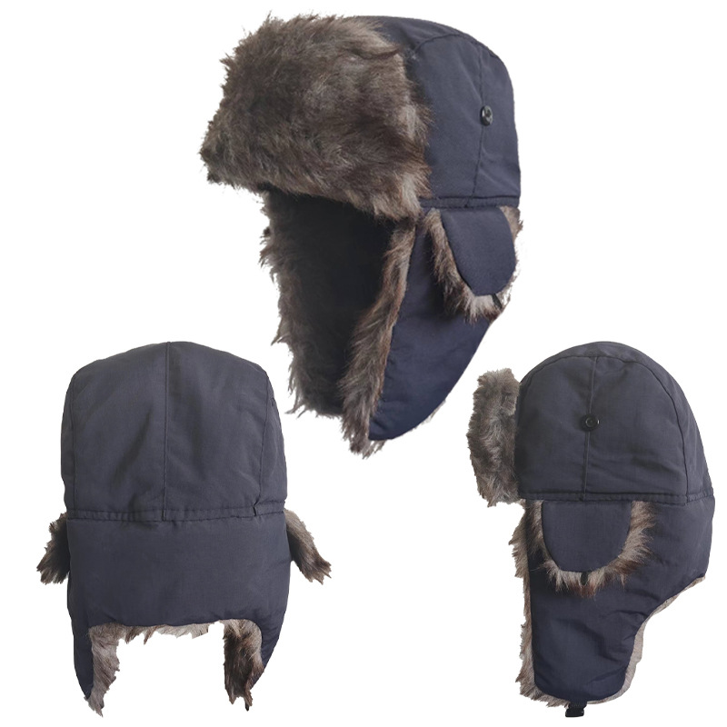 Winter Trapper Hat for Men Ushanka Russian Ski Hunting Hat with Earflaps Windproof Mask Balaclava Women Warm Fur Snow Hat
