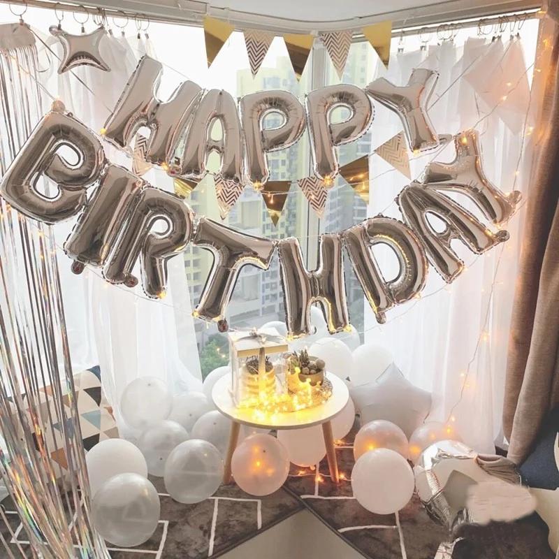 Juego de decoraciones de fiesta de cumpleaños de oro rosa con pancarta de  cumpleaños, globos de confeti, fondo de cumpleaños de aluminio, guirnalda  de