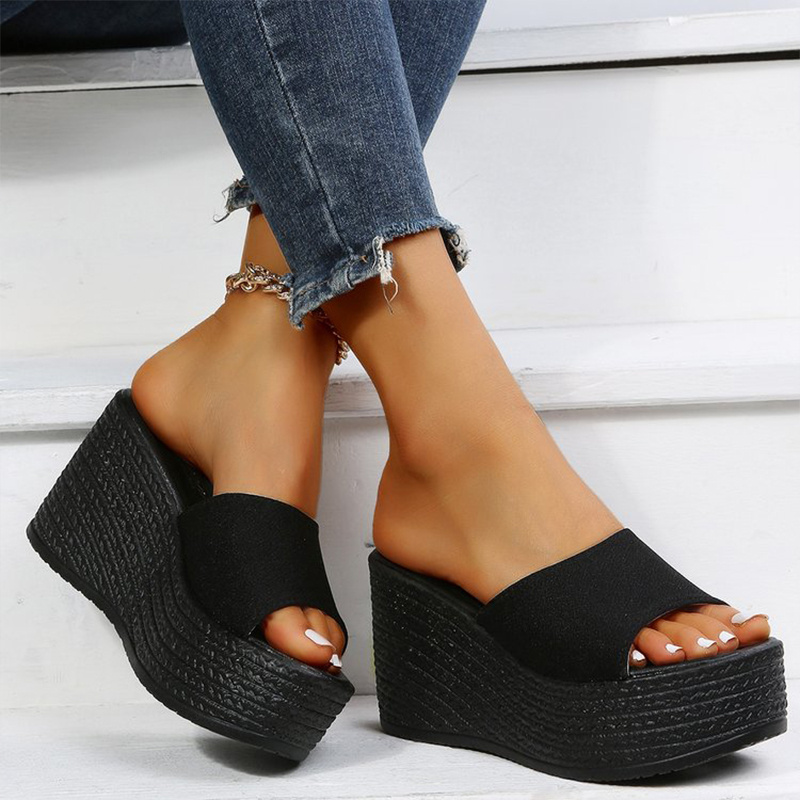 Women s Platform Wedge Sandals Open Toe Strappy Back Slippers Casual 