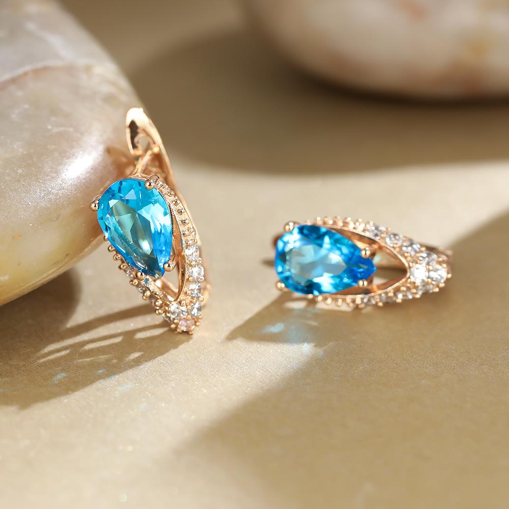 geometric teardrop zircon earringscut aqua green stone earrings trendy female earrings