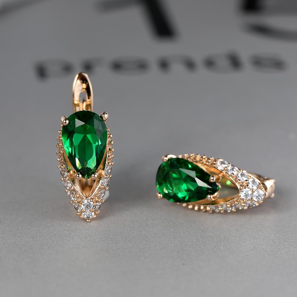 geometric teardrop zircon earringscut aqua green stone earrings trendy female earrings