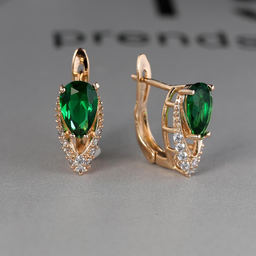 geometric teardrop zircon earringscut aqua green stone earrings trendy female earrings