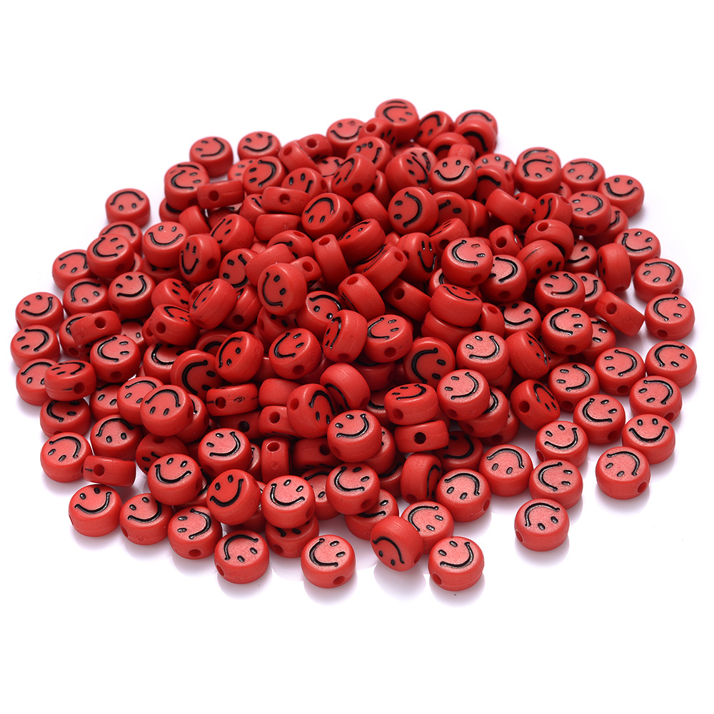 Smiley Face beads, Smiley Beads, Round Flat Beads, 10/12 mm