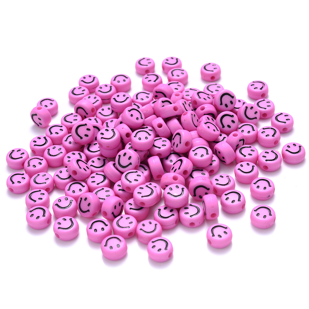 100pcs Smiley Face Beads - Happy Face Spacer Beads for DIY Jewelry Bracelet Earring Necklace Craft Making Supplies, Women's, Size: One Size