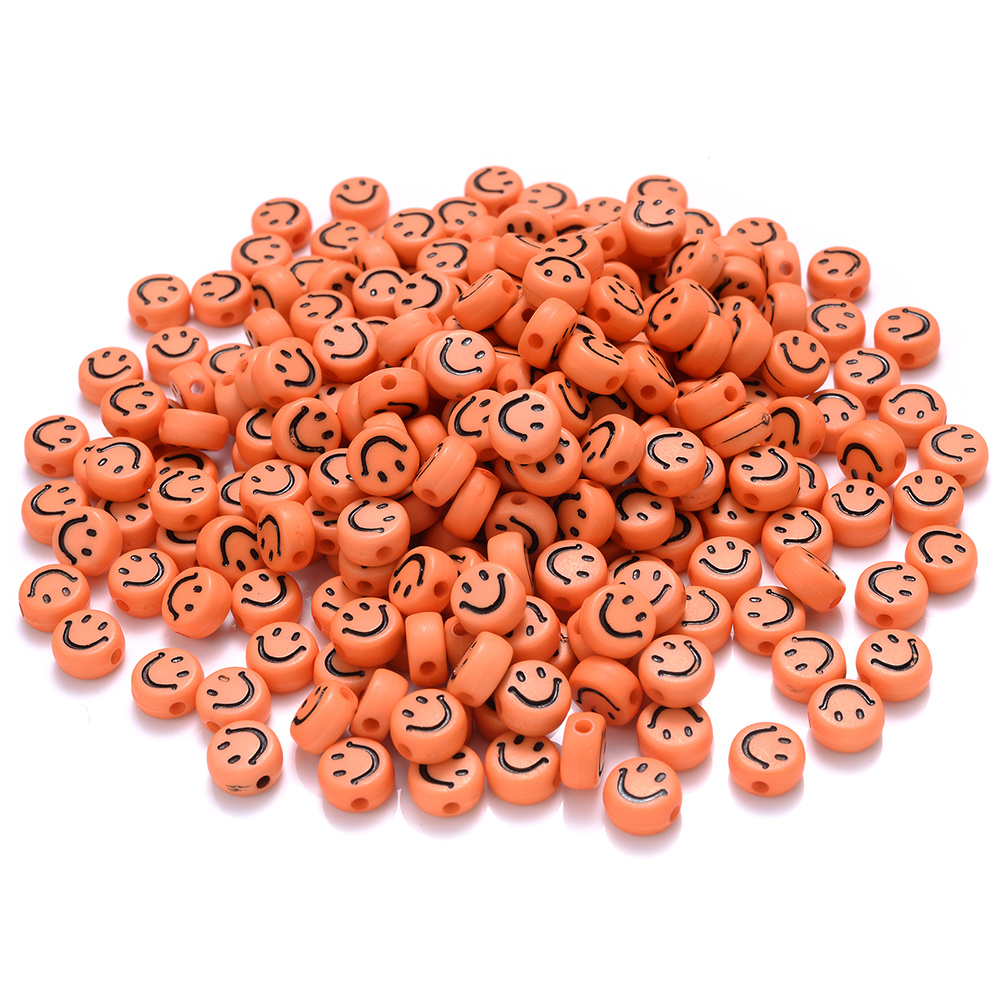 200pcs Mixed Acrylic Smiley Face Beads with Crystal String,Cute Round Star Shape Beads Loose Spacer Beads Assorted Happy Face Beads for Bracelet