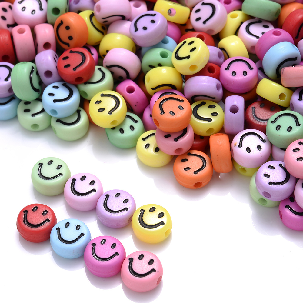 Smiley Happy Face Beads Acrylic Polymer Clay Spacer Beads Smiley