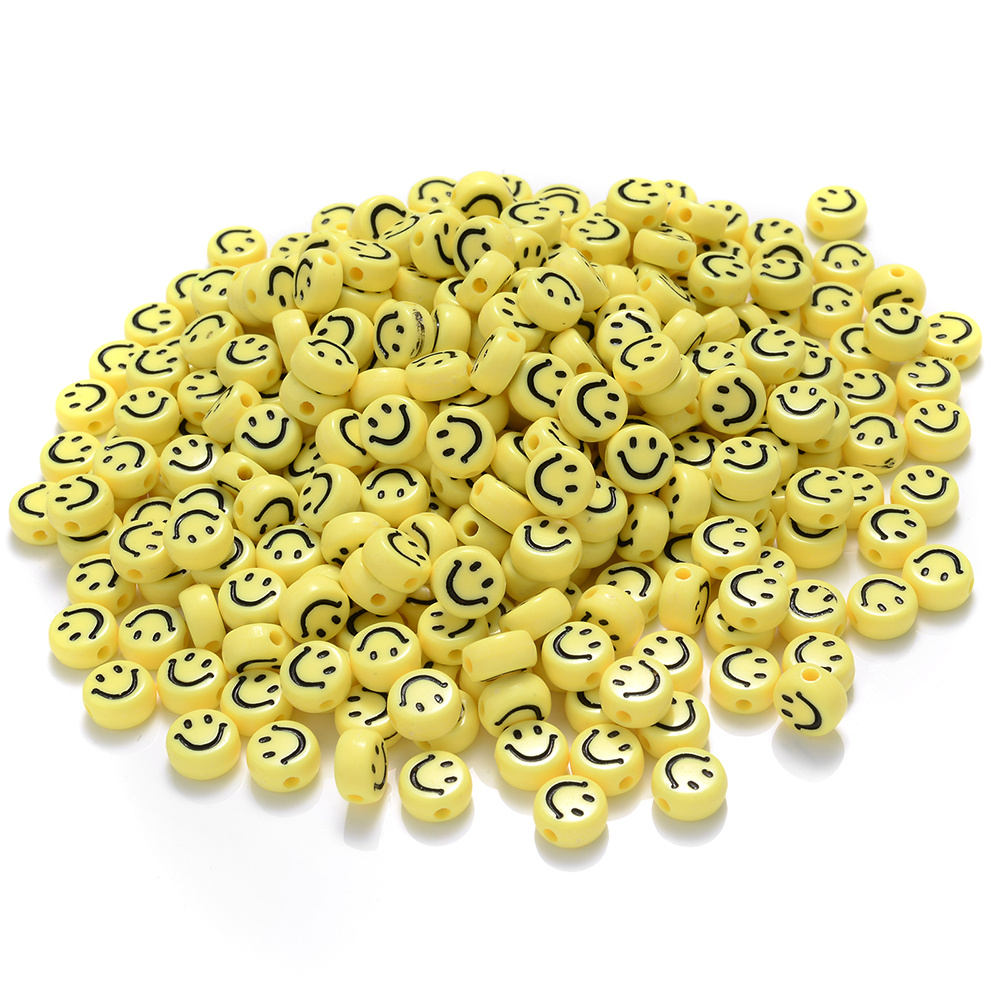 25/50/100pcs Yellow Smiley Beads, 7mm, Smiley Face Beads 