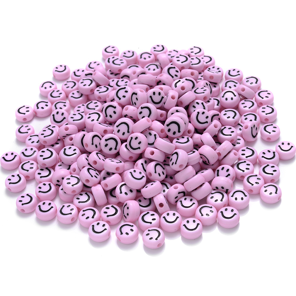 Happy Face Beads - 10mm Glitter Translucent Smile Shape Acrylic or Res –  Delish Beads