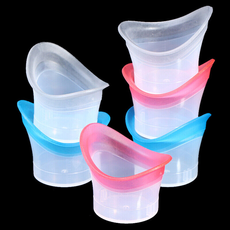 GoodsHealthShop Glass Eye Wash Cup Smooth Edge Eye Wash Cups - Eye Shaped  Rim Snug Fit (2 Pcs) 